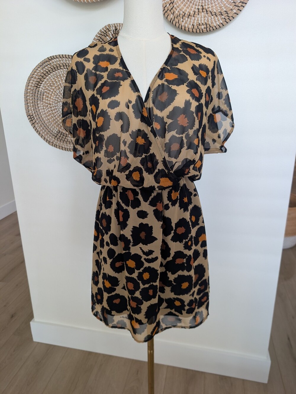 Show Me Your MuMu Leopard-Print Mini Dress Sheer Size S